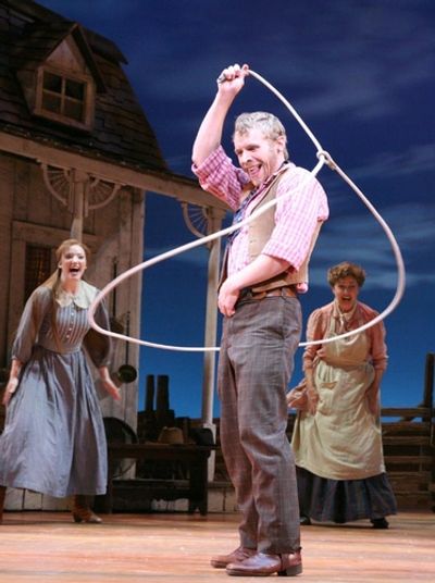 l-r: Samantha Sturm, Brian Sears (Will Parker) and Louisa Flaningam (Aunt Eller)

 Photo