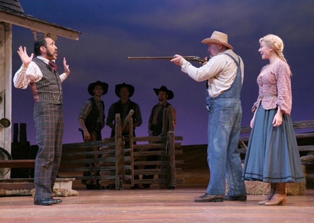 l-r: Jonathan Brody (Ali Hakim), Joesph Kolinski (Ike Skidmore) and Megan Sikora (Ado Annie)

 at 