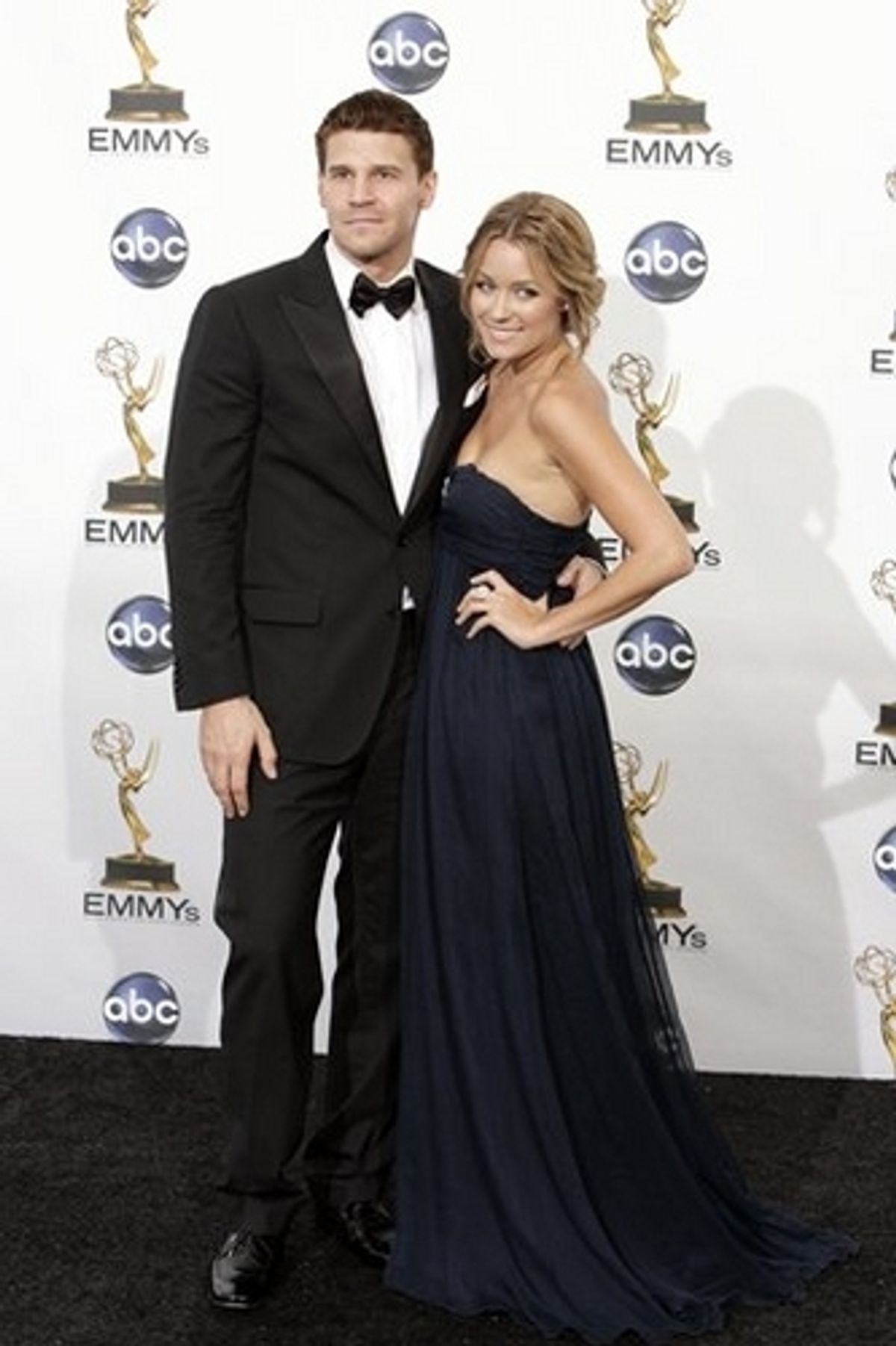 David Boreanaz and Lauren Conrad at 60th Annual Primetime Emmy Awards Press Room