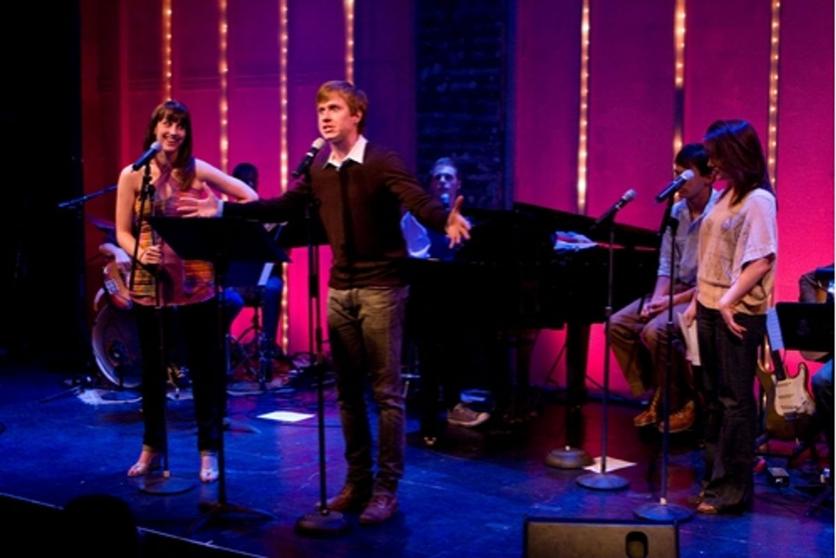Natalie Weiss, Steven Booth and Jessica Hershberg at Pasek and Paul NYMF Concert at the Zipper Theatre