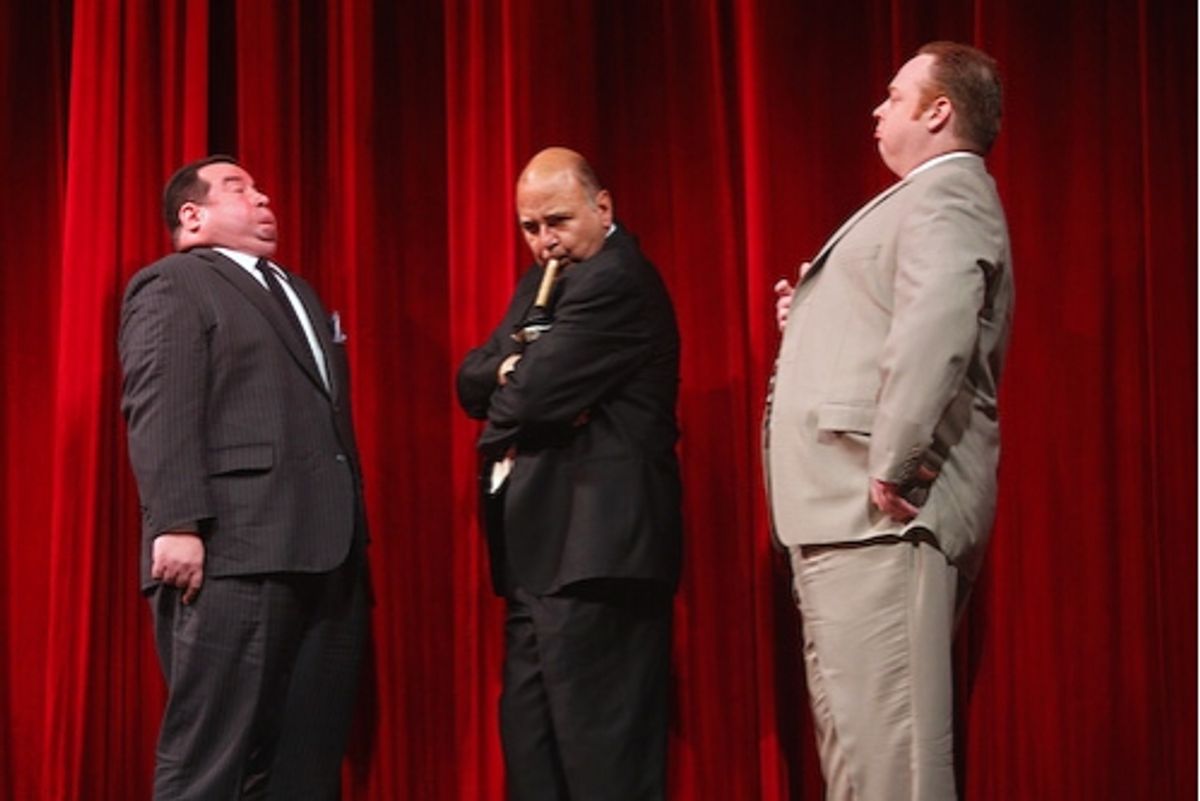 Contestants Bob Greenberg, Dominic Defilippis, George Matthews pose-off at 