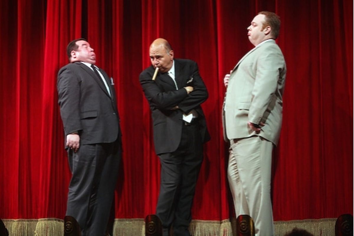 Contestants Bob Greenberg, Dominic Defilippis, George Matthews pose-off
 at 