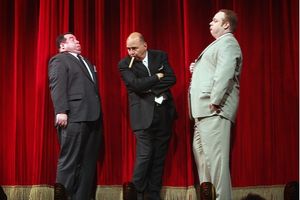 Contestants Bob Greenberg, Dominic Defilippis, George Matthews pose-off
@ BroadwayWorld Contestants Bob Greenberg, Dominic Defilippis, George Matthews pose-off
Photo