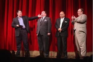 Hugh Hysell with contestants Bob Greenberg, Dominic Defilippis, George Matthews
@ BroadwayWorld Hugh Hysell with contestants Bob Greenberg, Dominic Defilippis, George Matthews
Photo