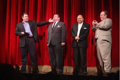 Hugh Hysell with contestants Bob Greenberg, Dominic Defilippis, George Matthews
 Photo