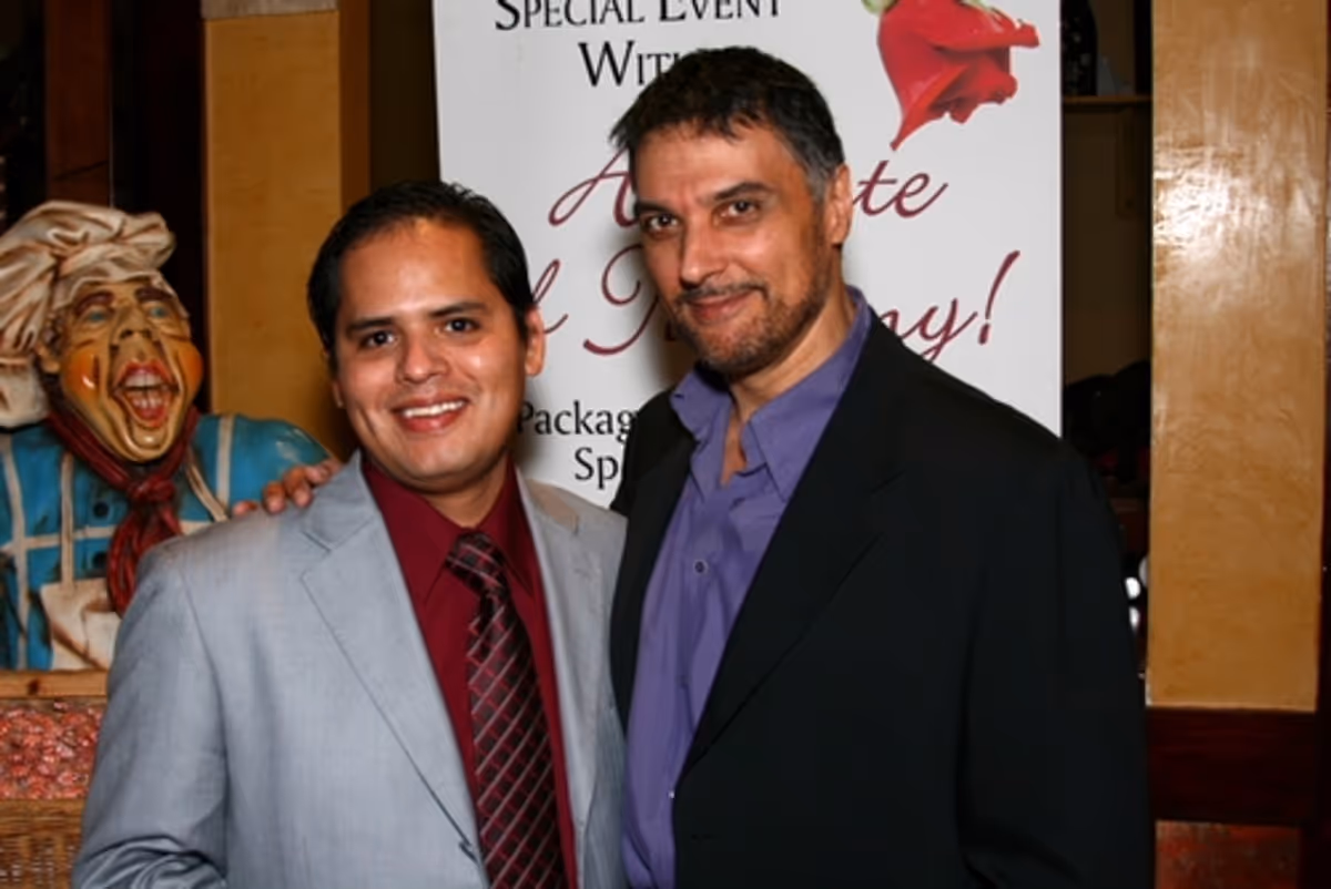 Robert A. Sherrill, Company Manager WPPAC; Robert Cuccioli, character: King Arthur. at Camelot Opening Night Party at White Plains Performing Arts Center