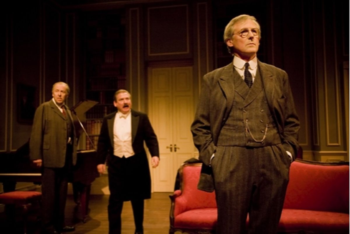 Peter Eyre (Lord Charles Cantilupe) Michael Thomas (George Farrant) and Patrick Drury (Justin O'Connell) at 