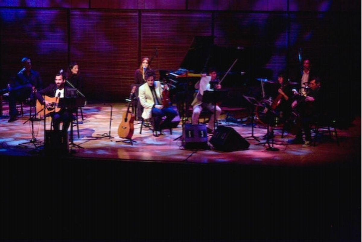Duncan Sheik with his band at Carnegie Hall Hosts 'Revival' Featuring Mitchell, Miranda, Rapp, Sheik and More
