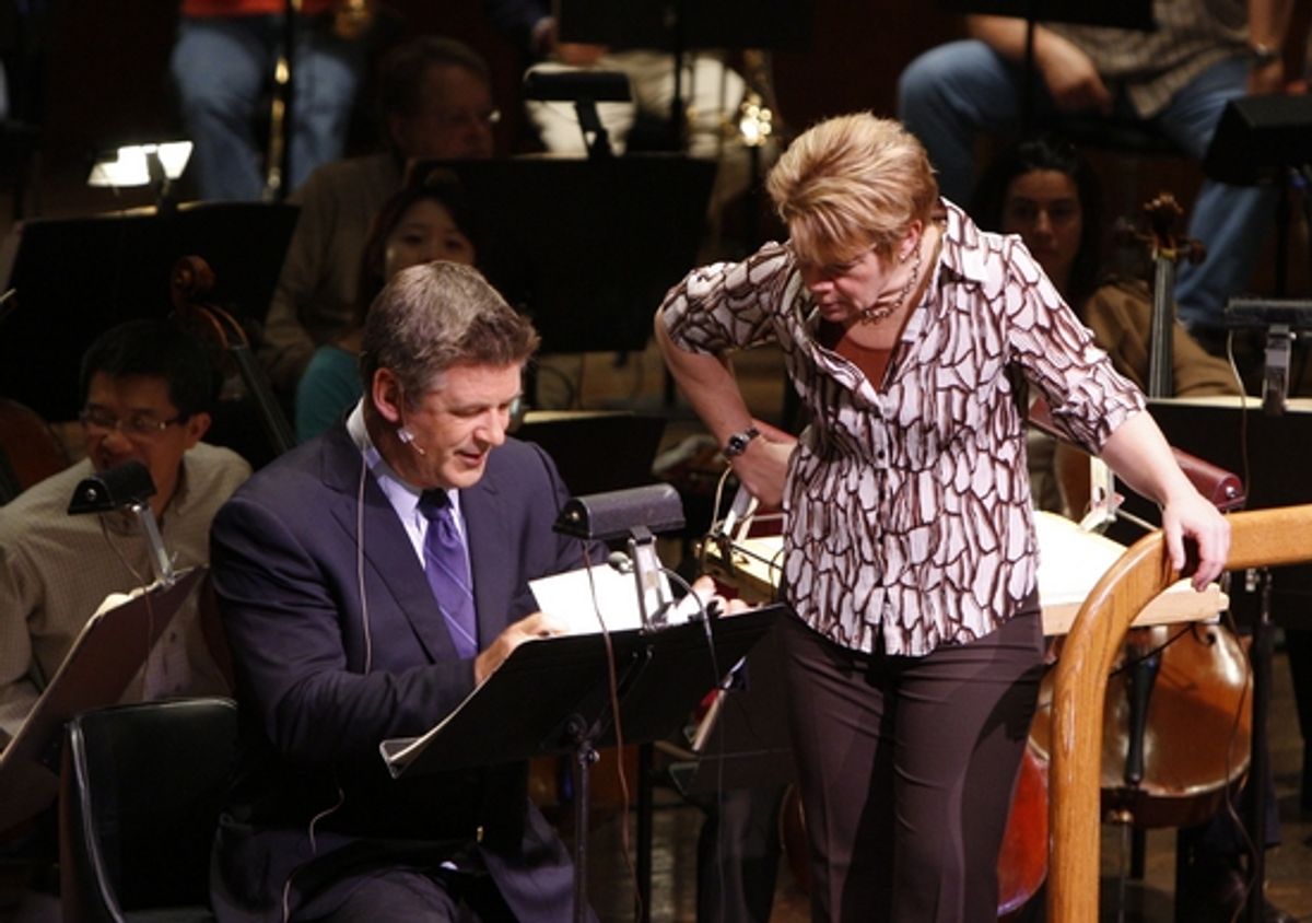 Alec Baldwin and Marin Alsop at Alec Baldwin's NY Philharmonic Rehearsal