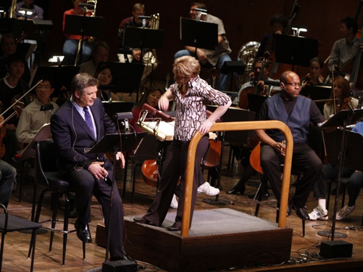 Alec Baldwin and Marin Alsop at Alec Baldwin's NY Philharmonic Rehearsal