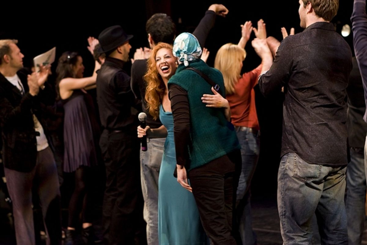 Lorin Latarro and Natasha Steinhagen embrace at 