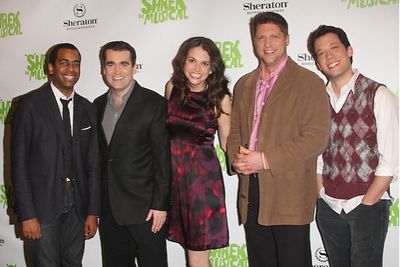 Daniel Breaker, Brian d'Arcy James, Sutton Foster, Christopher Sieber, and John Tarta Photo