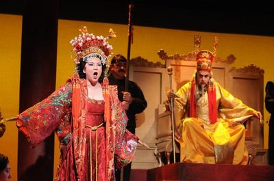 Irina Rindzuner as Turandot & Anthony Laciura as The Emperor

 Photo