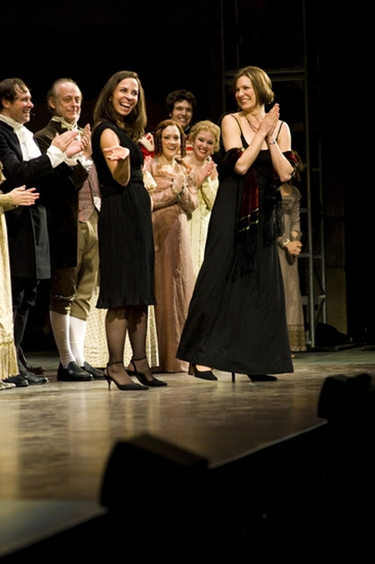 Cast with writers Amanda Jacobs and Lindsay Warren Baker. at 