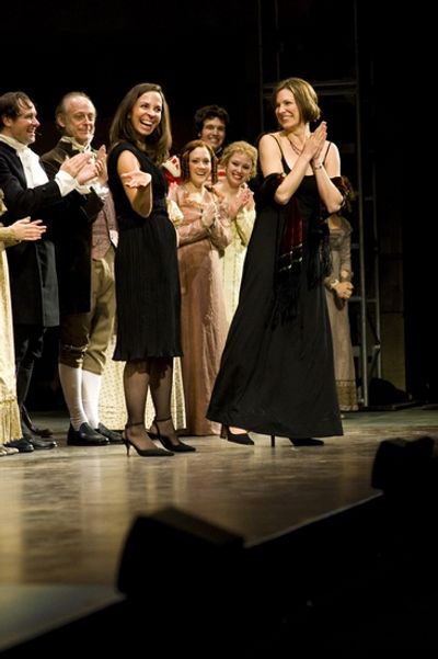 Cast with writers Amanda Jacobs and Lindsay Warren Baker. Photo