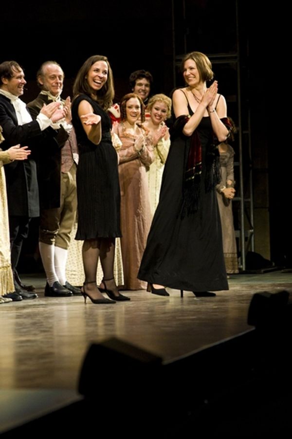 Cast with writers Amanda Jacobs and Lindsay Warren Baker. Photo