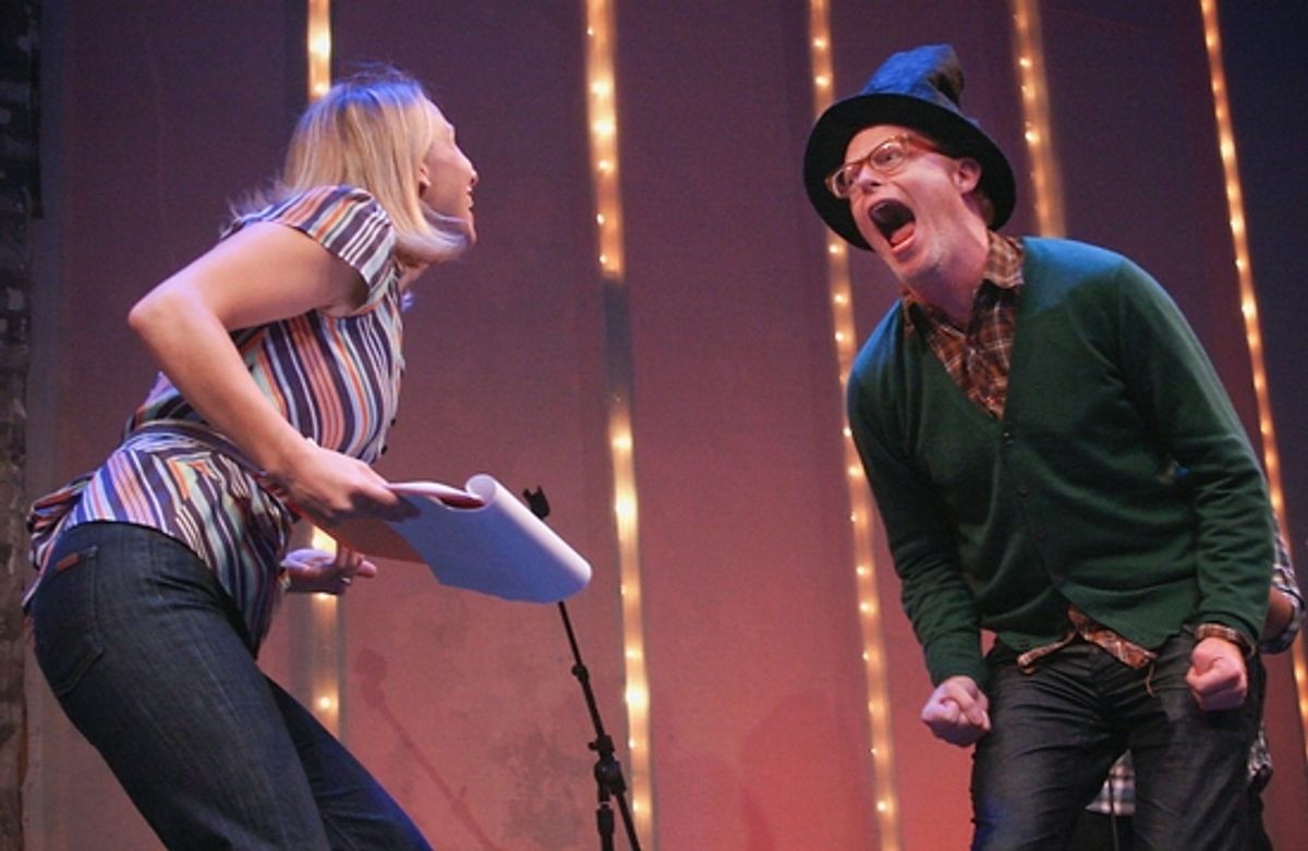 Sarah Saltzberg and Jesse Tyler Ferguson

 at 