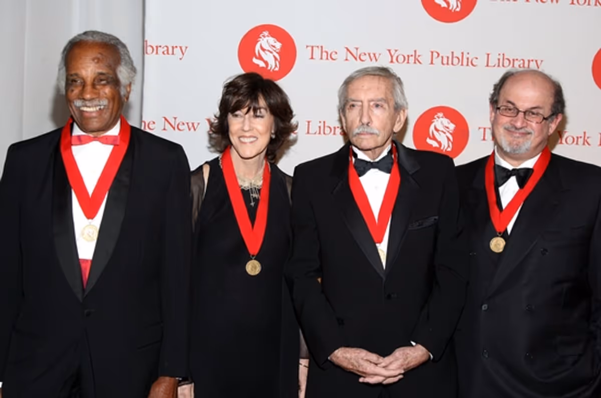 Ashley Bryan, Nora Ephron, Edward Albee and Salman Rushdie at NYPL 'Library Lions' Benefit Honoring Albee, Ephron, Bryan and Rushdie
