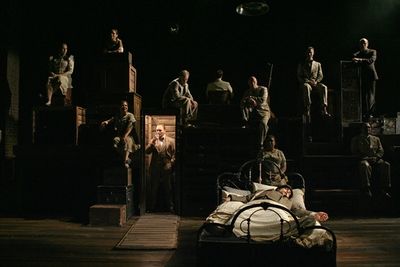 Michael Cerveris (standing in closet) and Alexander Gemignani (in bed) Photo