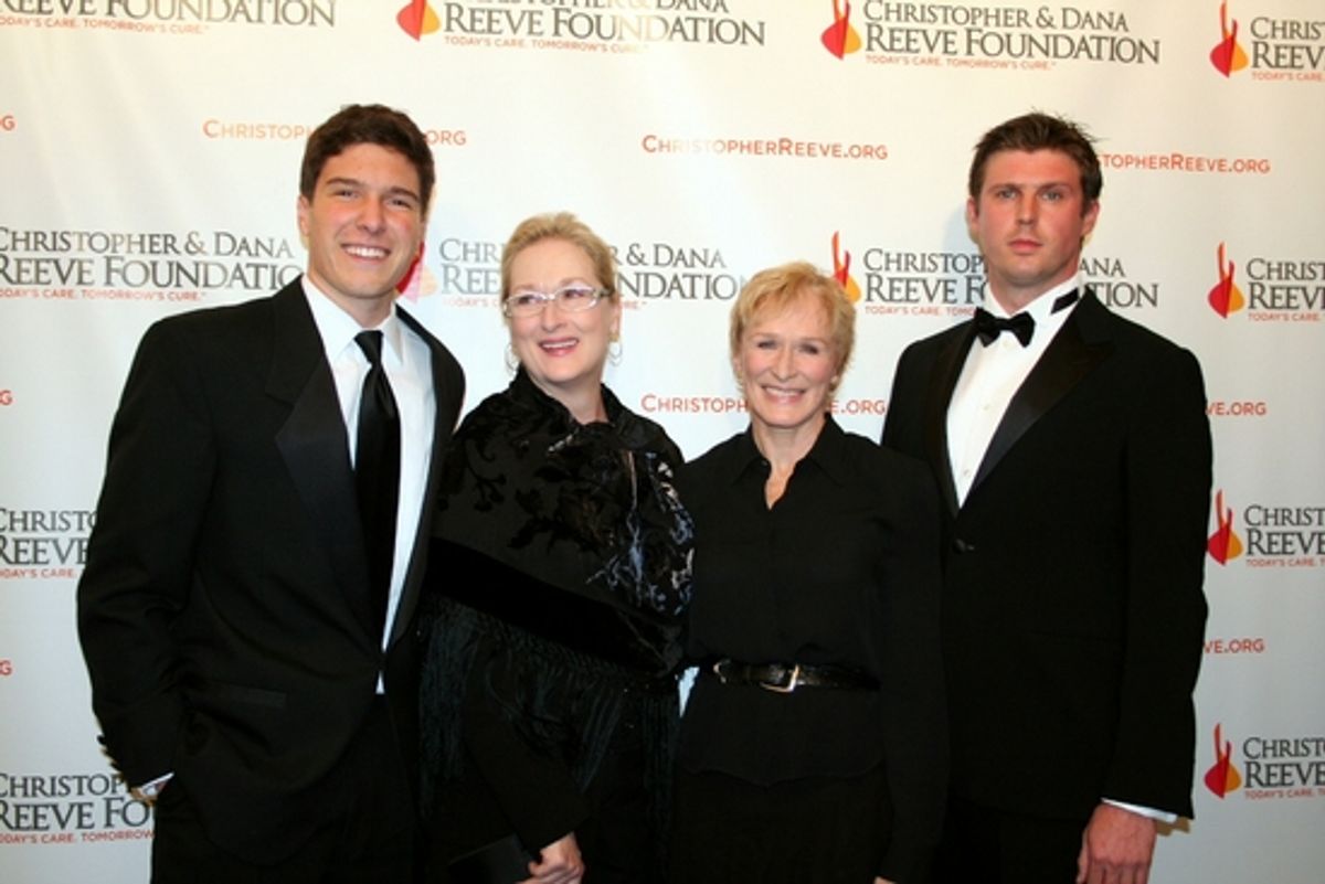 Will Reeve, Meryl Streep, Glenn Close and Matthew Reeve at Christopher & Dana Reeve Foundation Gala