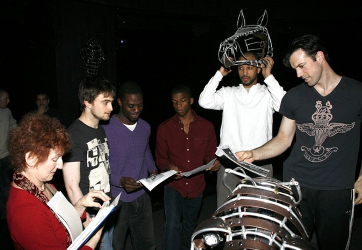 Elaine Bromka, Daniel Radcliffe, Adesola Osakalumi, Kevin Boseman, Marc Spaulding and Lorenzo Pisoni at 