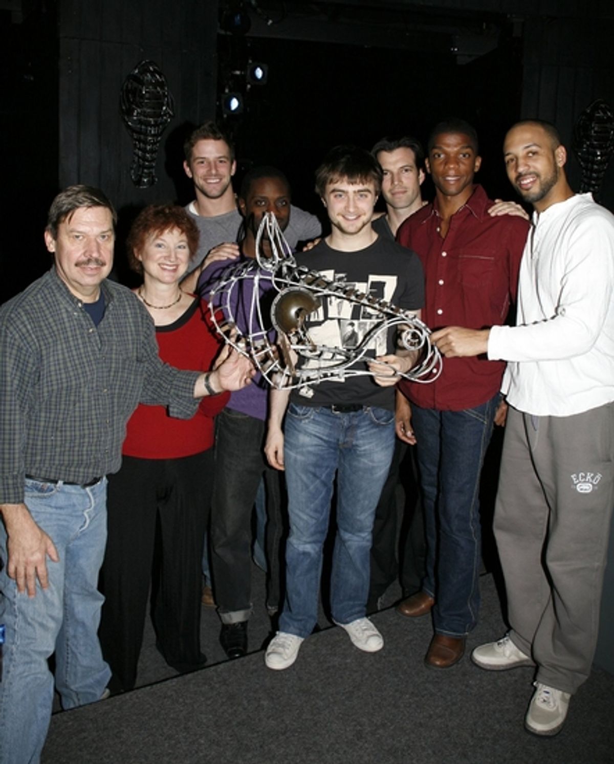 Mike Smanko, Elaine Bromka, Collin Baja, Adesola Osakalumi, Daniel Radcliffe, Lorenzo Pisoni, Kevin Boseman and Marc Spaulding at 