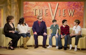 Joy Behar, Sherri Shepard, Elton John, Trent Kowalik, David Alvarez and Kiril Kulish Photo