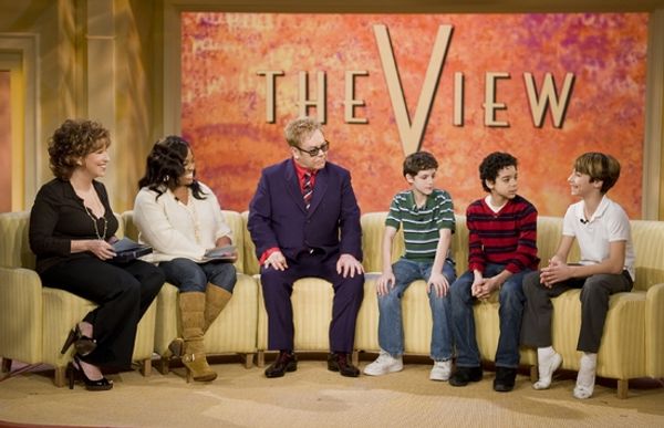 Joy Behar, Sherri Shepard, Elton John, Trent Kowalik, David Alvarez and Kiril Kulish Photo