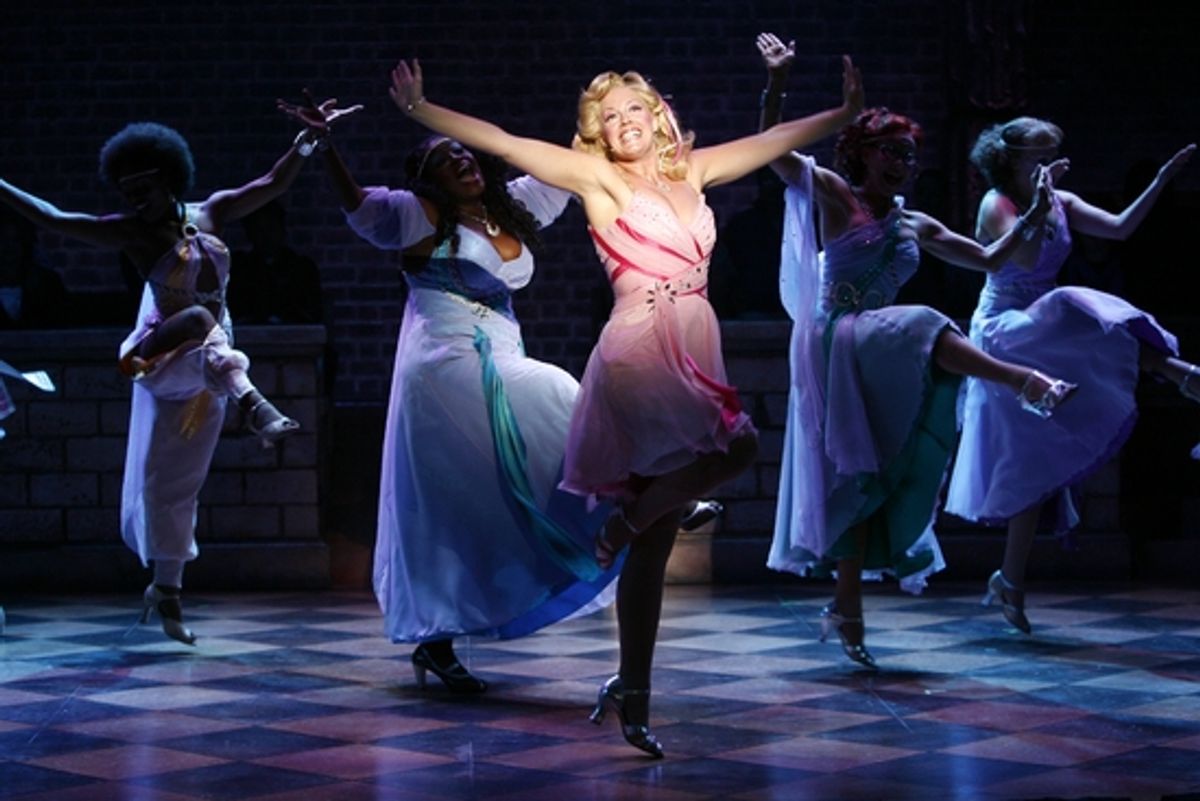 Xanadu muses at La Jolla Playhouse. Elizabeth Stanley (as Kira) in center at 