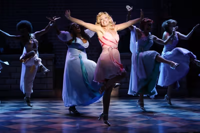 Xanadu muses at La Jolla Playhouse. Elizabeth Stanley (as Kira) in center Photo