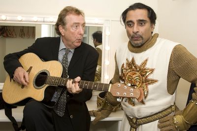 Eric Idle and Sanjeev Bhaskar (in costume as King Arthur) enjoy a singalong to Always Photo