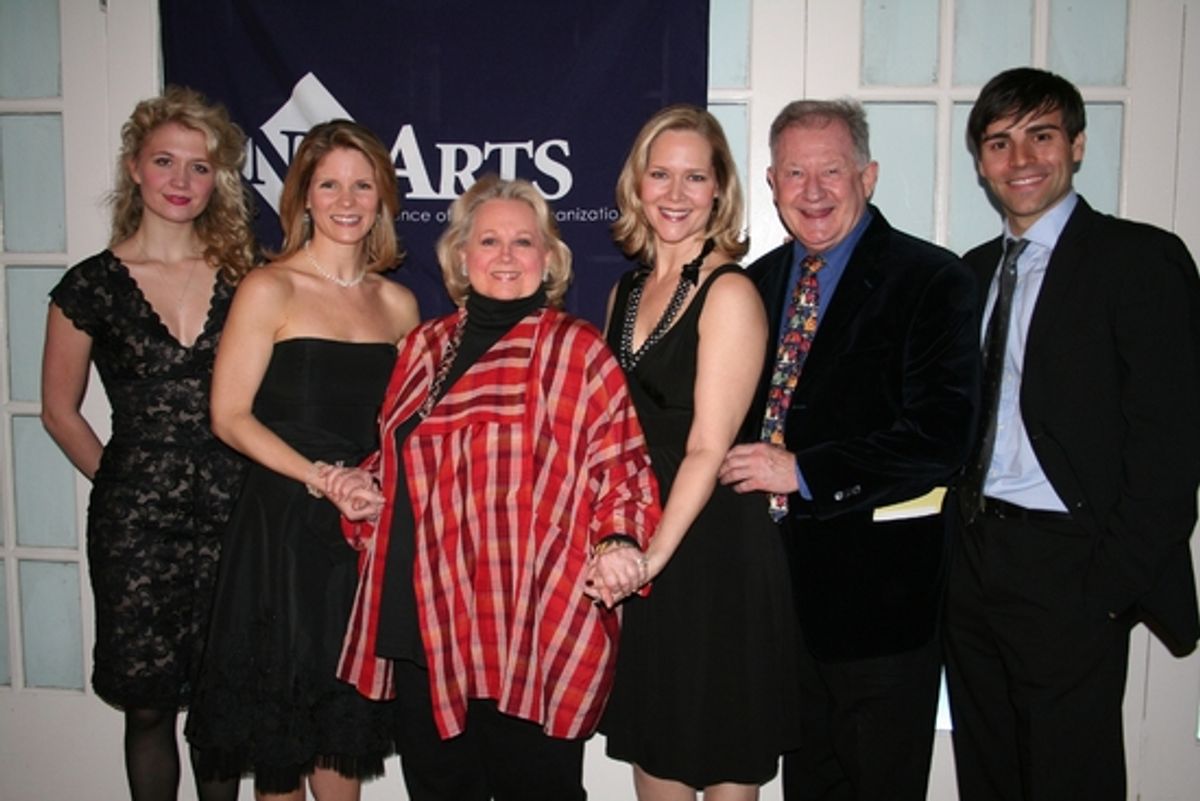 Scarlett Strallen, Kelli O'Hara, Barbara Cook, Rebecca Luker, Harvey Evans and Adam Fiorentino
Scarlett Strallen, Kelli O'Hara, Barbara Cook, Rebecca Luker, Harvey Evans and Adam Fiorentino at NYS Arts Fall Gala 2008