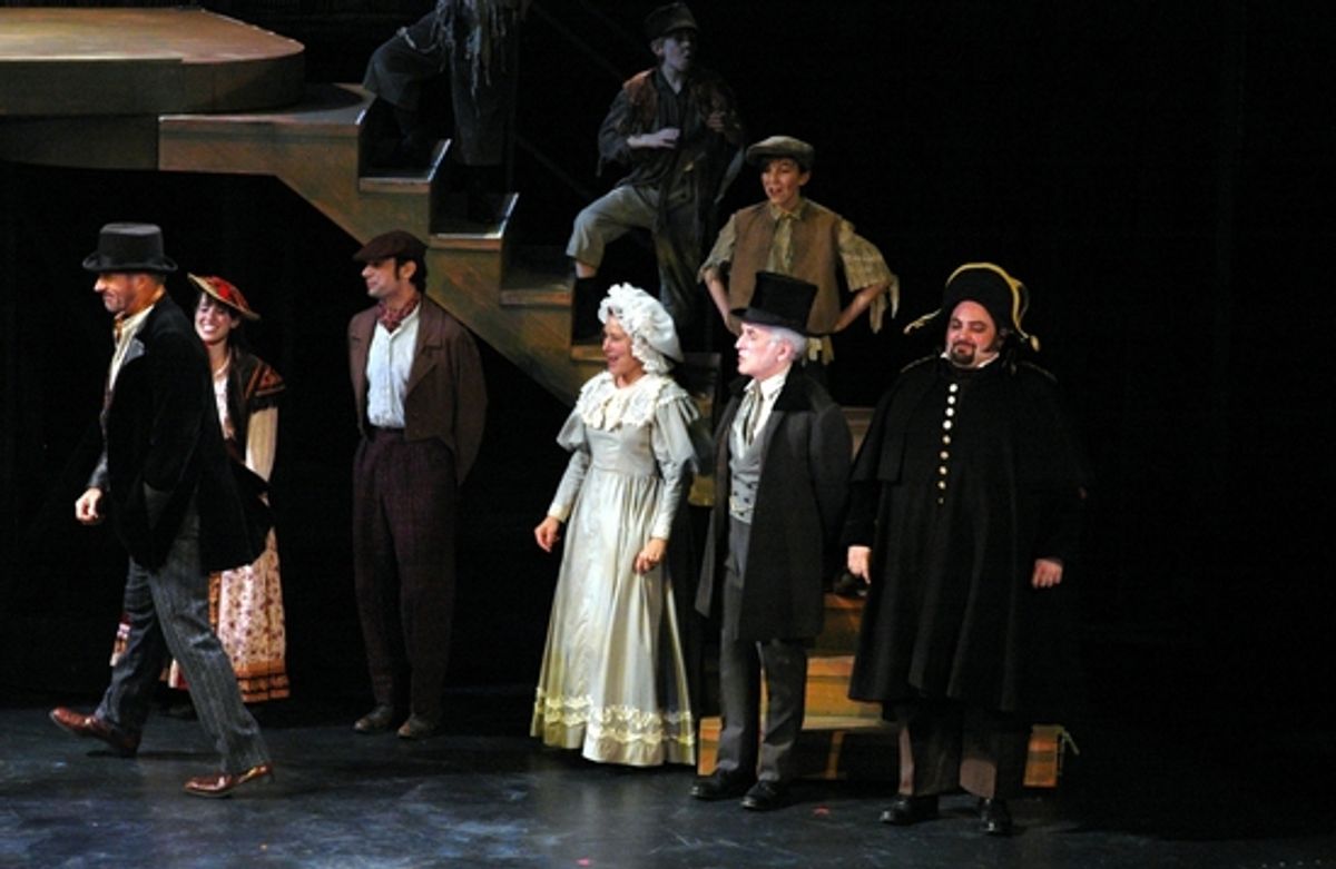 Christian Whelan joins the cast for curtain call at OLIVER! at the White Plains Peforming Arts Center