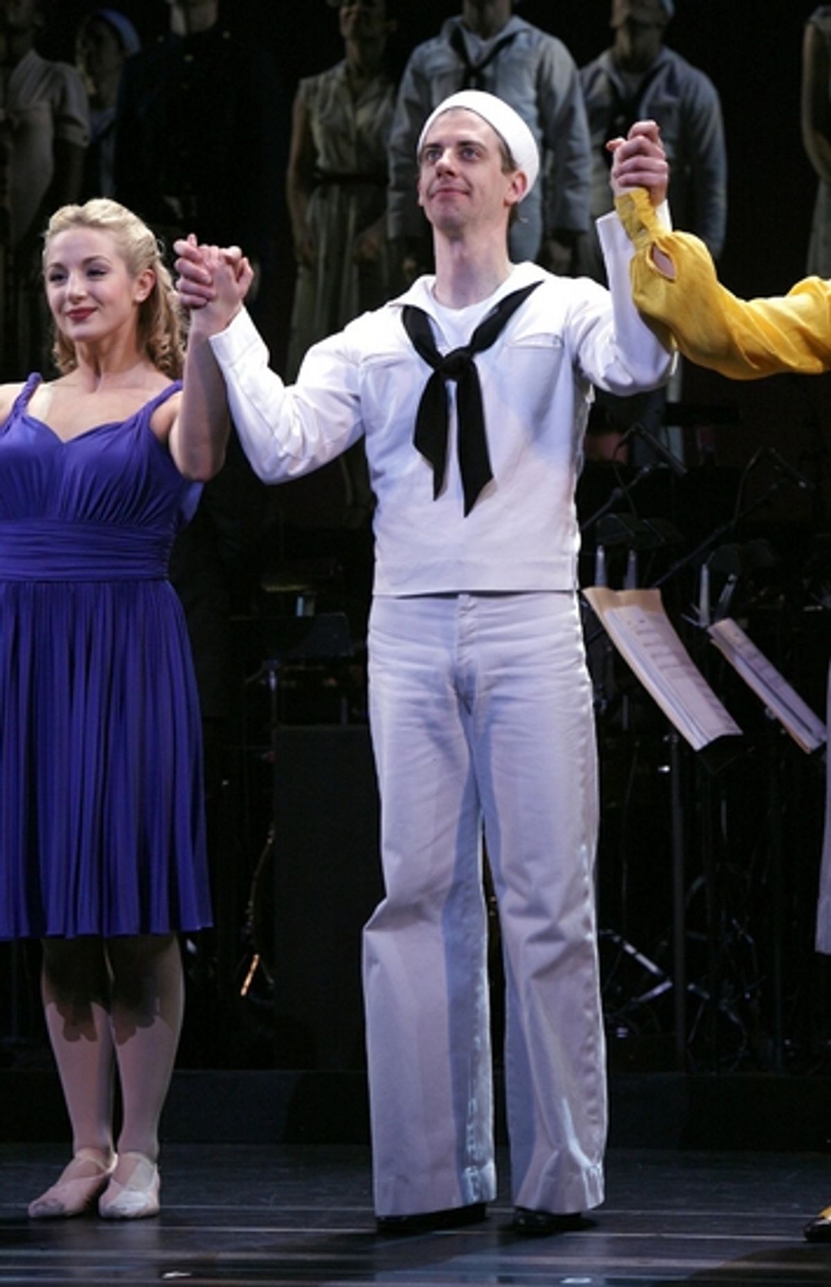 Jessica Lee Goldyn and Christian Borle at ON THE TOWN Curtain Call