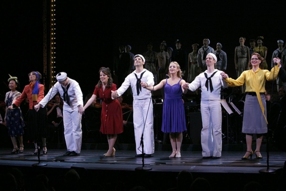 Julyana Soelistyo, Andrea Martin, Justin Bohon, Leslie Kritzer, Tony Yazbeck, Jessica Lee Goldyn, Christian Borle and Jennifer Laura Thompson at 