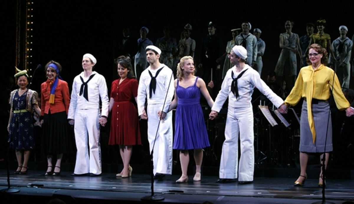 Julyana Soelistyo, Andrea Martin, Justin Bohon, Leslie Kritzer, Tony Yazbeck, Jessica Lee Goldyn, Christian Borle and Jennifer Laura Thompson at 