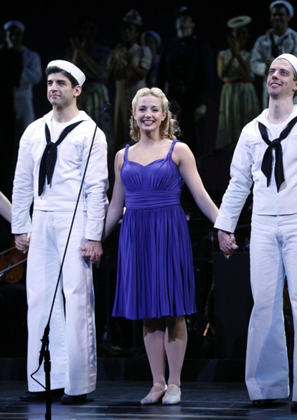 Tony Yazbeck, Jessica Lee Goldyn and Christian Borle at ON THE TOWN Curtain Call
