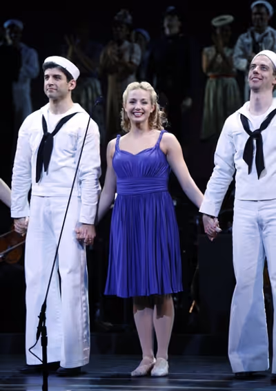 Tony Yazbeck, Jessica Lee Goldyn and Christian Borle Photo