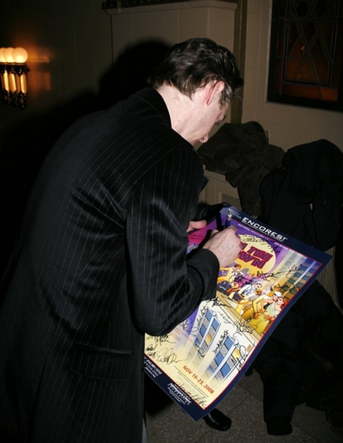 Christian Borle signs 'in'! at ON THE TOWN Closing Night Party