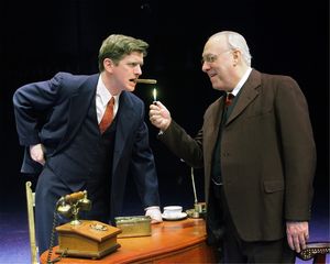 Duke Laffon (as George Bailey) and William McCauley as (Henry Potter) Photo
