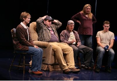 Michele Pawk, Skipp Sudduth, Zachary Booth, Cassie Beck, and Jonathan Groff Photo