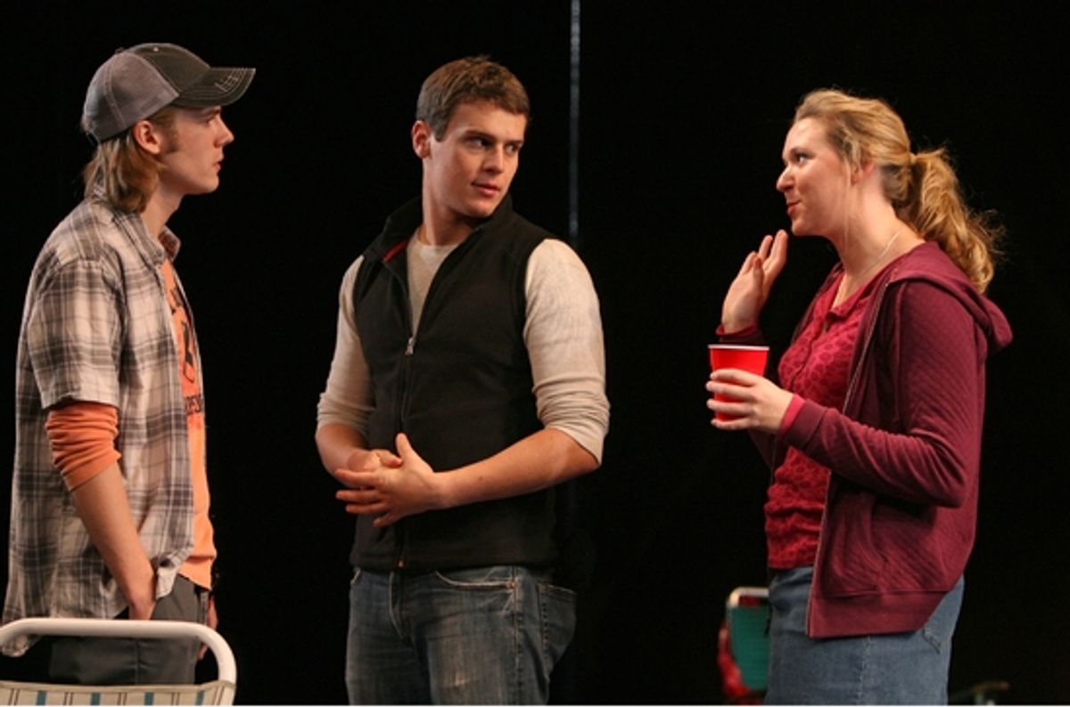 Zachary Booth, Jonathan Groff, and Cassie Beck at 