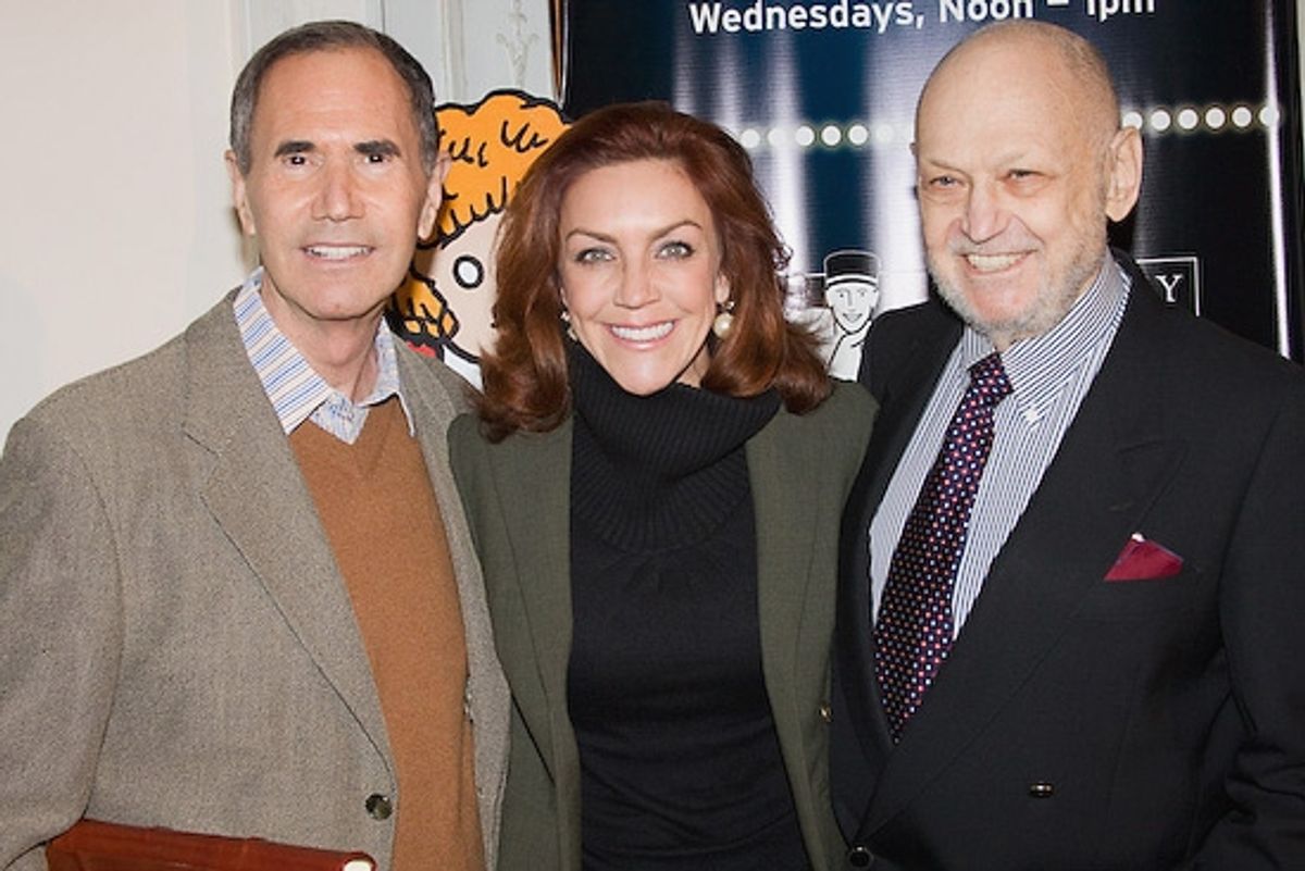 Freddie Gershon (Music Theatre International), Andrea McArdle, and Charles Strouse at 'All About ANNIE' at SIRIUS Live on Broadway