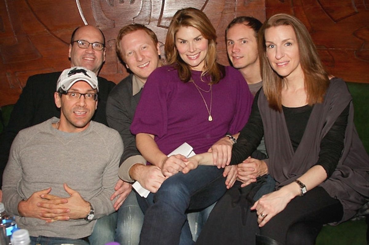 [title of show]'s Michael Berresse, Larry Pressgrove, Hunter Bell, Heidi Blickenstaff, Jeff Bowen, and Susan Blackwell at 