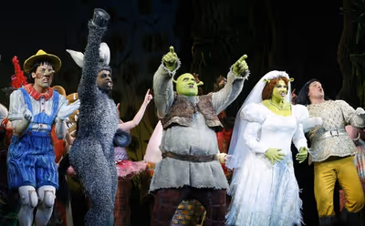 John Tartaglia, Daniel Breaker, Brian d'Arcy James, Sutton Foster and Christopher Sie Photo