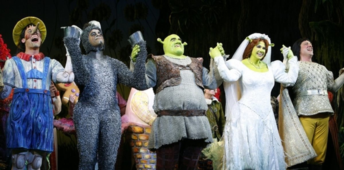 John Tartaglia, Daniel Breaker, Brian d'Arcy James, Sutton Foster and Christopher Sieber at 