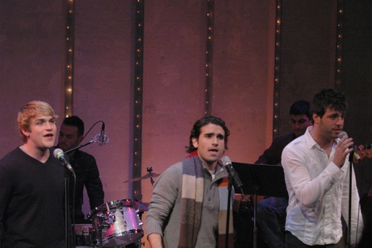 Neil Haskell, Mauricio and Michael Kadin Craig of Altar Boyz at Broadway Boys Sing For TOYS FOR TOTS