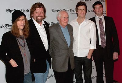 Patti Smith, Oskar Eustis, Galt MacDermot, Gavin Creel, and Patrick Healy Photo