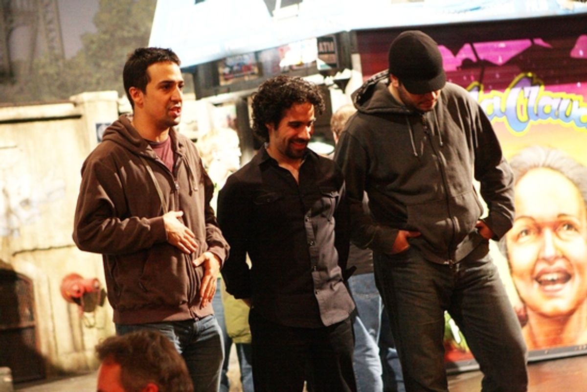 Lin Manuel Miranda, Alex Lacamoire and ? at 