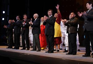 Robert Nederlander Jr. welcome the China On Broadway team to Broadway

 Photo